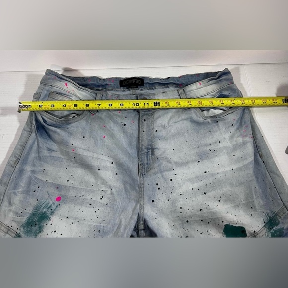 Encrypted Men's Paint Splatter Y2K streetwear denim Jeans 40x34 - Picture 9 of 11